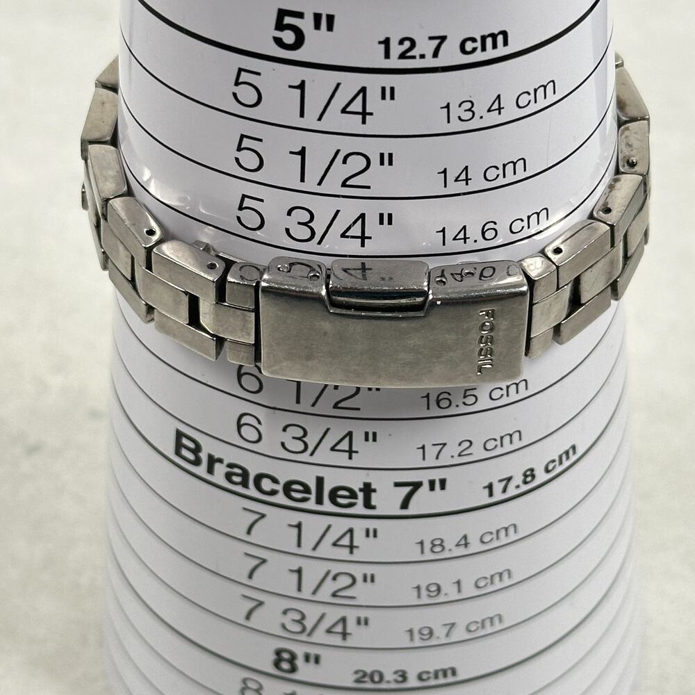 Fossil Watch Womens 25mm Pave Bezel Date Silver Tone 6" Quartz New Battery - Picture 12 of 12